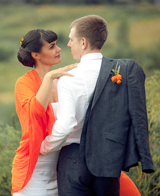 апельсиновая свадьба, жених и невеста