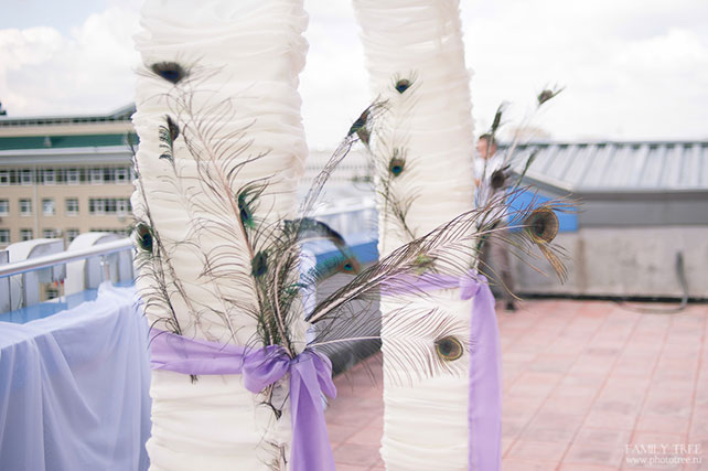 павлинья свадьба, украшение арки