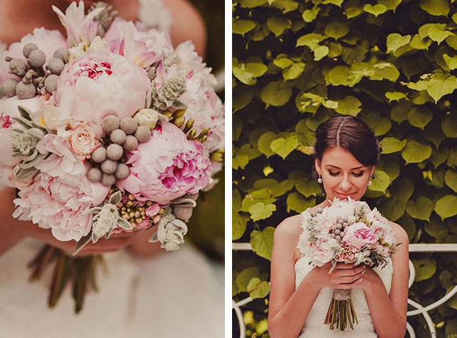 Пионовая свадьба Александры и Константина, букет невесты, невеста с букетом