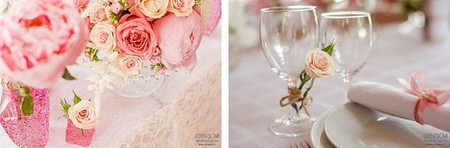Пионовая свадьба Александры и Константина, декор зала живыми цветами