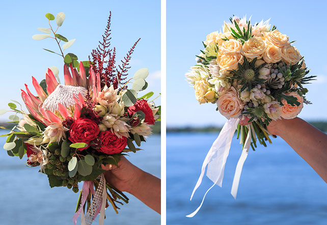 Необычная протея, свадьба Дмитрия и Юлии, букет невесты