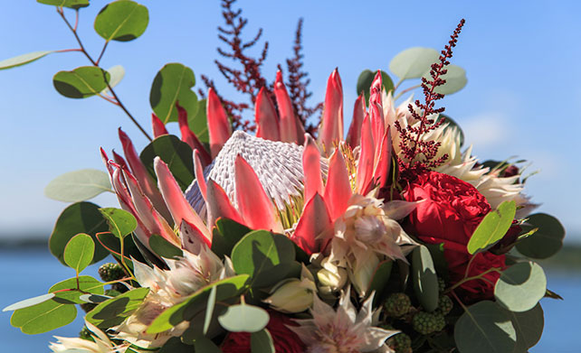 Необычная протея, свадьба Дмитрия и Юлии, букет невесты