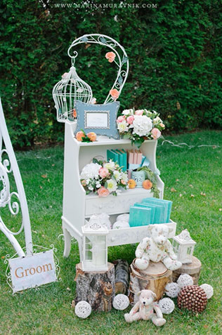 Романтическая свадьба на качелях, детали декора