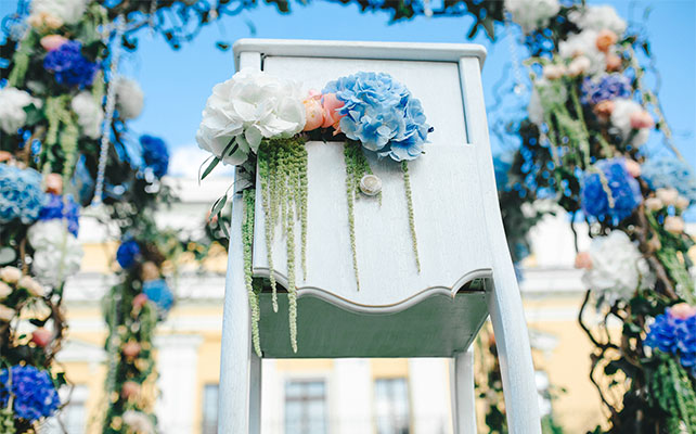 гламурная свадьба с гортензией, стойка регистрации