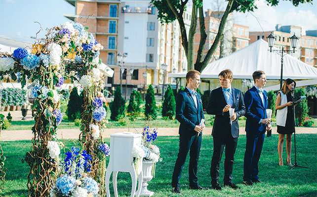 гламурная свадьба с гортензией, церемония