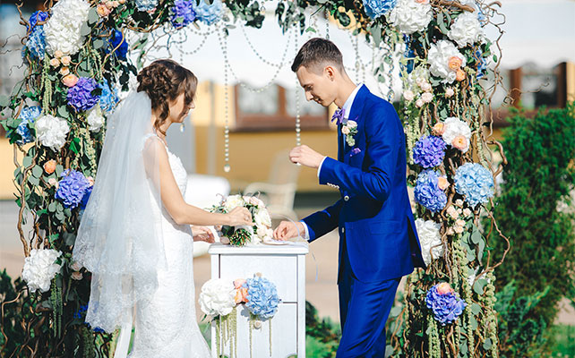 гламурная свадьба с гортензией, церемония