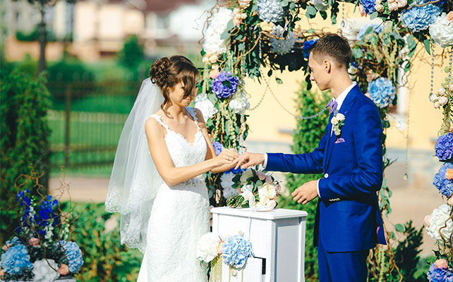 гламурная свадьба с гортензией, церемония