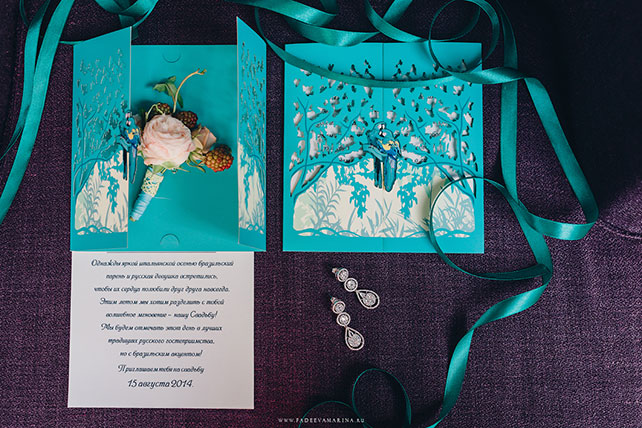 Русско-бразильская свадьба Яны и Арона, приглашения на свадьбу