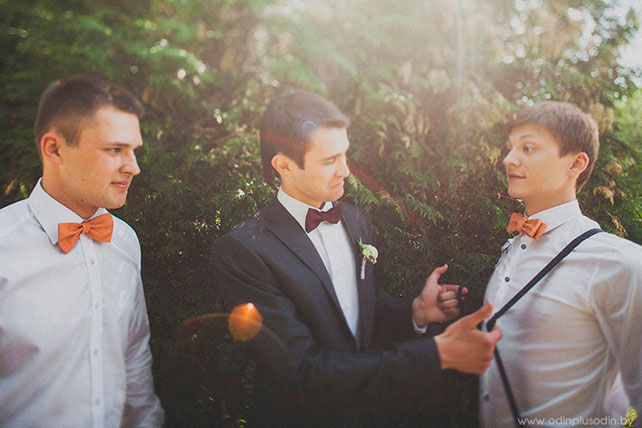 уютная свадьба в стиле рустик, друзья жениха