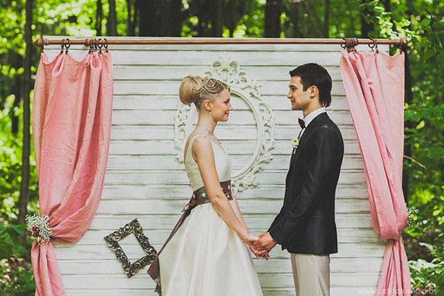 уютная свадьба в стиле рустик, церемония