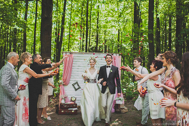 уютная свадьба в стиле рустик, церемония