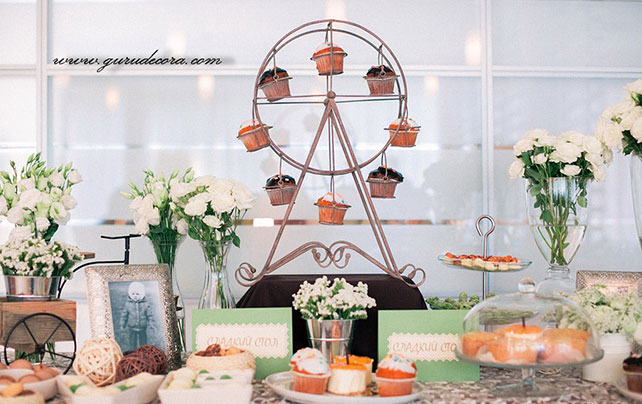 рустикальная свадьба Андрея и Елены, сладкий стол