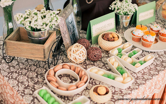 рустикальная свадьба Андрея и Елены, сладкий стол