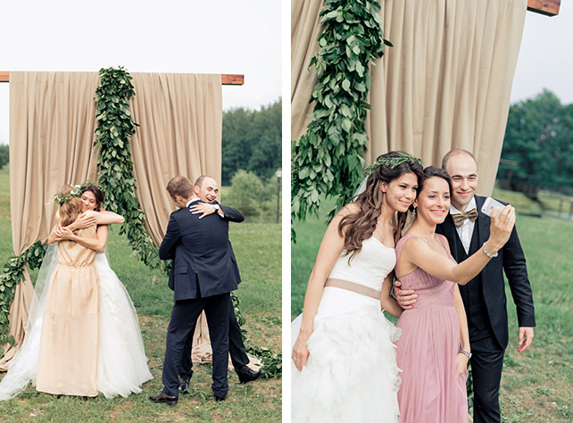 Любовь как кулинарное искусство, гости поздравляют молодожёнов, гости делают селфи с молодожёнами