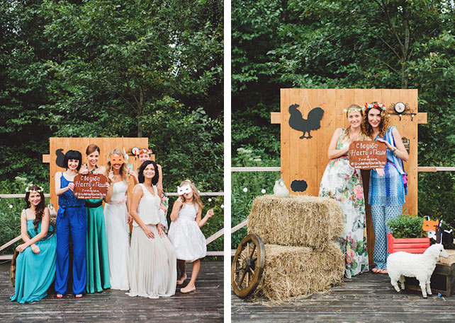 фотосессия в фотозоне, Трогательная рустикальная свадьба Насти и Паши