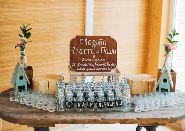 баночки для лимонада, Трогательная рустикальная свадьба Насти и Паши