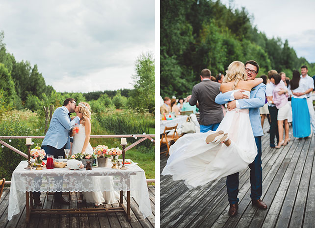 гости танцуют на свадьбе, Трогательная рустикальная свадьба Насти и Паши