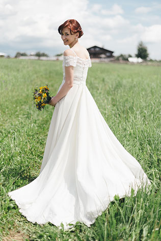 рустикальная свадьба на ранчо, образ невесты