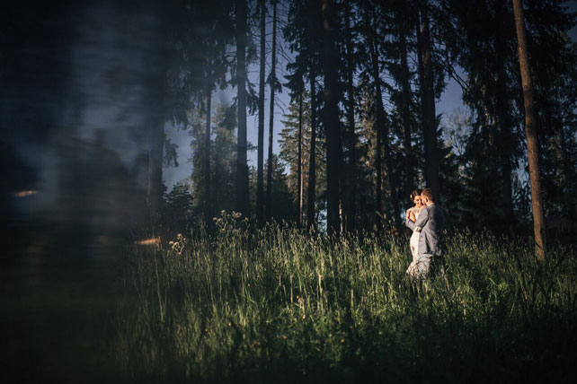 Рустикальная свадьба в пастельных тонах, ночная фотосессия