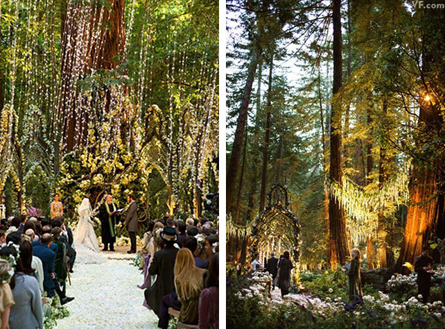 Сказочная свадьба в волшебном лесу, церемония бракосочетания Шона Паркера и Александры Ленас
