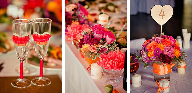 Красно-белая сердечная свадьба Дмитрия и Ольги, декор банкетного зала