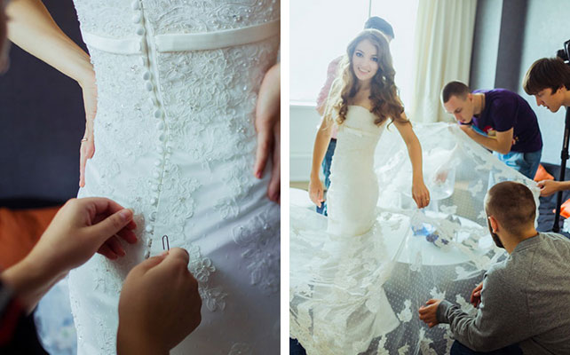 Лена и Миша: свадьба в синем цвете, платье невесты