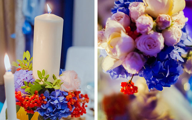 Лена и Миша: свадьба в синем цвете,  свадебный декор в синих тонах