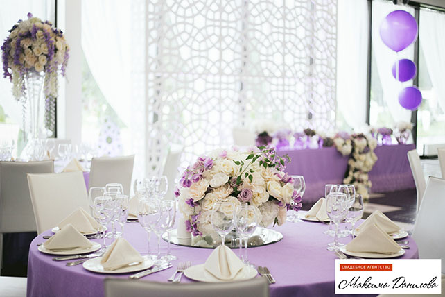 сиреневая свадьба, стол молодоженов