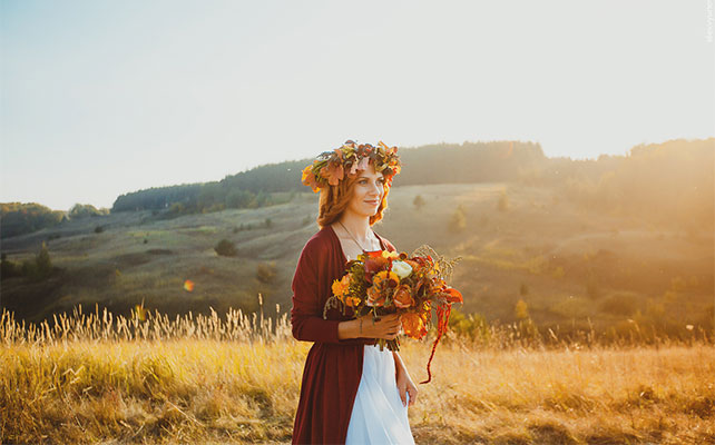 солнечная осенняя свадьба, образ невесты
