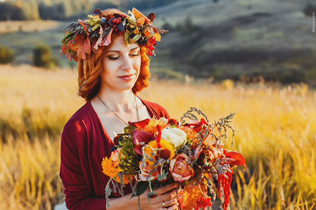 солнечная осенняя свадьба, образ невесты