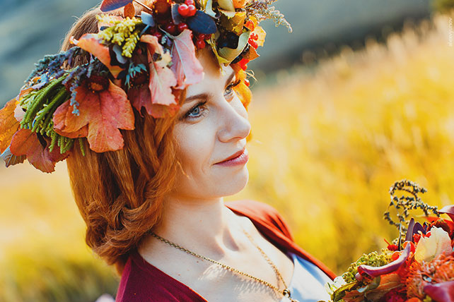 солнечная осенняя свадьба, образ невесты