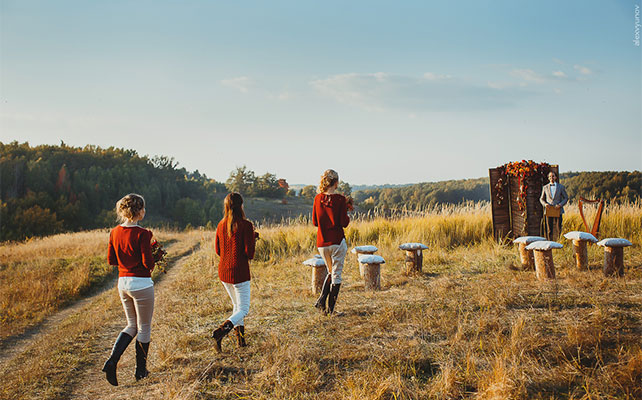 солнечная осенняя свадьба, подружки невесты
