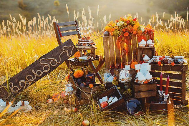 солнечная осенняя свадьба, сладкий стол
