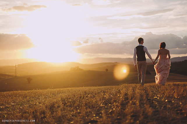 Солнечная свадьба в Тоскане, фотосессия молодожёнов на второй день свадьбы