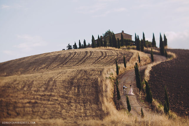 Солнечная свадьба в Тоскане, фотосессия молодожёнов на второй день свадьбы