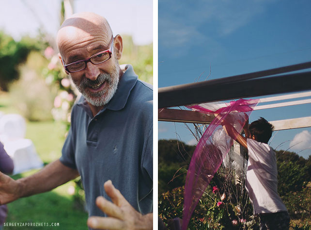Солнечная свадьба в Тоскане, подготовка к свадьбе, установка арки