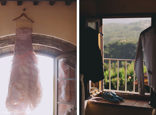 Солнечная свадьба в Тоскане, платье невесты, костюм жениха