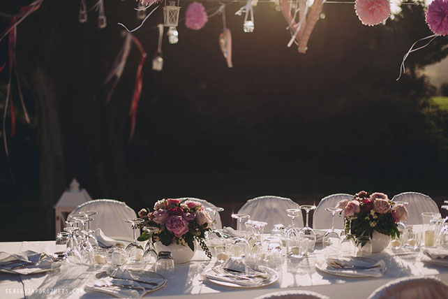 Солнечная свадьба в Тоскане, декор свадебного стола