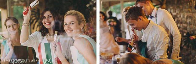 Солнечная свадьба в Тоскане, развлечение для гостей на свадьбе