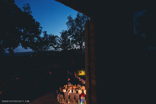 Солнечная свадьба в Тоскане, банкет вечером