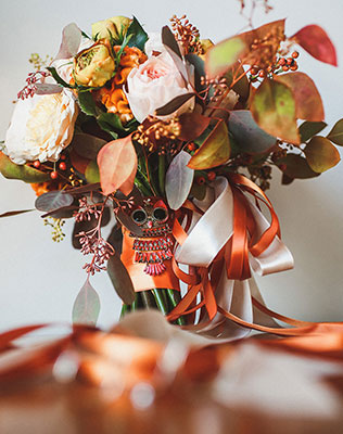 совиная свадьба, букет невесты