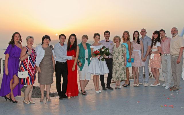 свадьба в Санторини, родственники и друзья