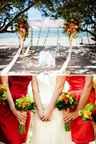 современная свадьба на пляже, место регистрации