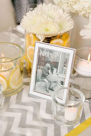 серо-желтая свадьба, декор места торжества