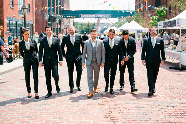 серо-желтая свадьба, друзья жениха