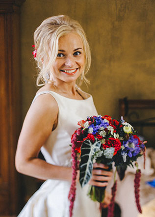 стильная свадьба в морской палитре, образ невесты