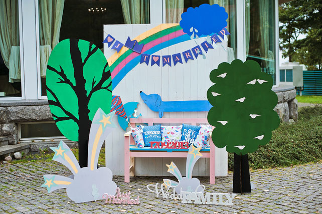 стильная свадьба в морской палитре, фотозона