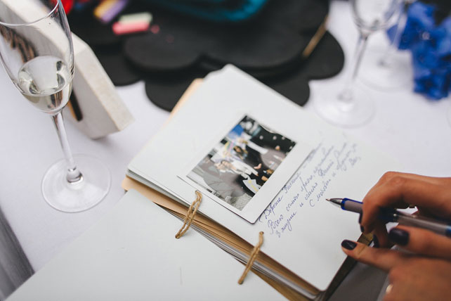 стильная свадьба в морской палитре, книга пожеланий