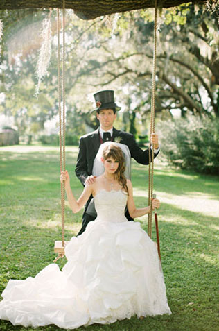 свадьба в стиле стимпанк, жених и невеста