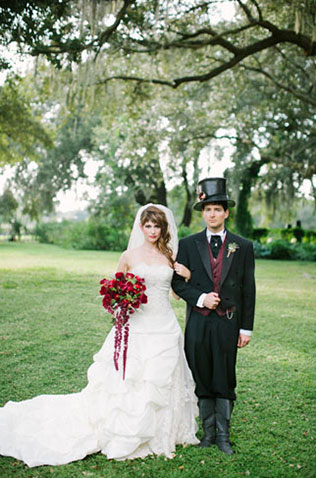 свадьба в стиле стимпанк, жених и невеста